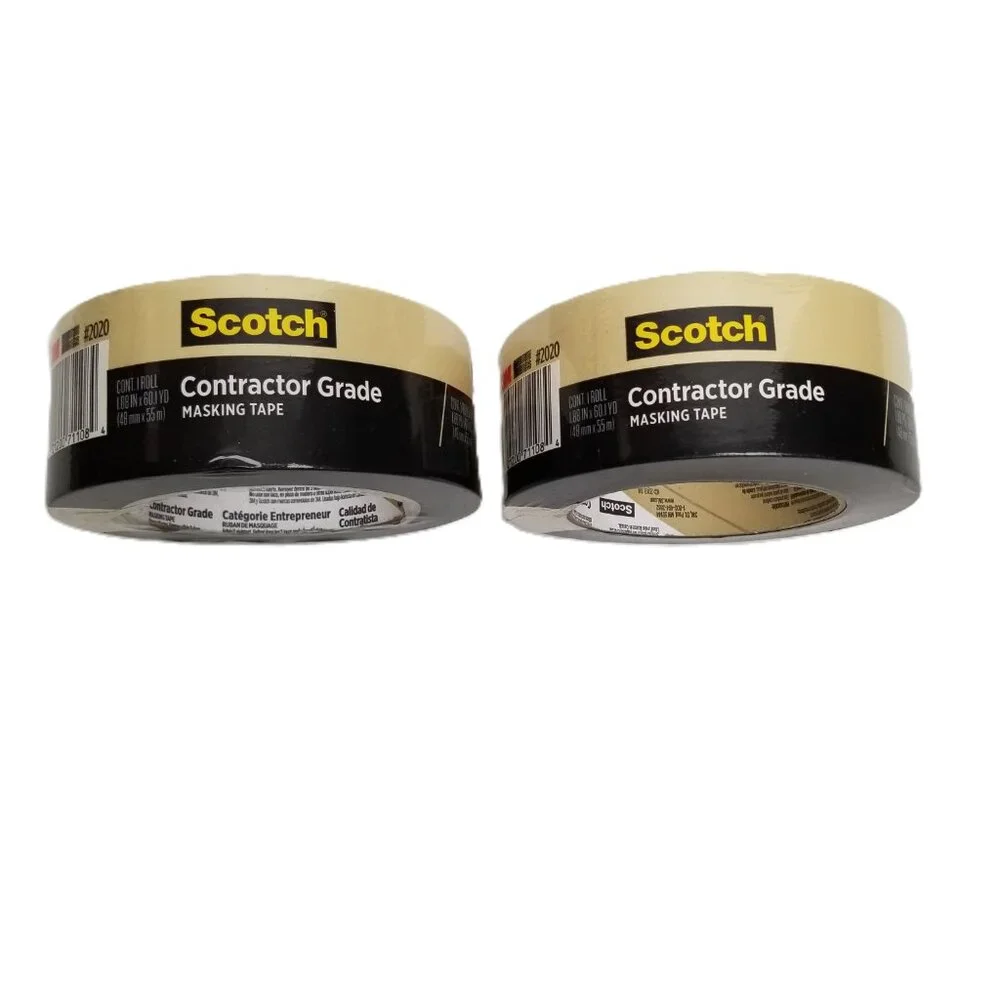 Scotch 2020 Contractor Grade Masking Tape 1.88 x 60.1 Yards 2 Roll Lot Painting